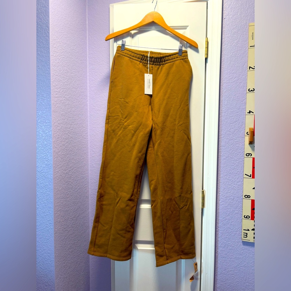 Reformation wide leg 100% cotton sweatpant brown NWT